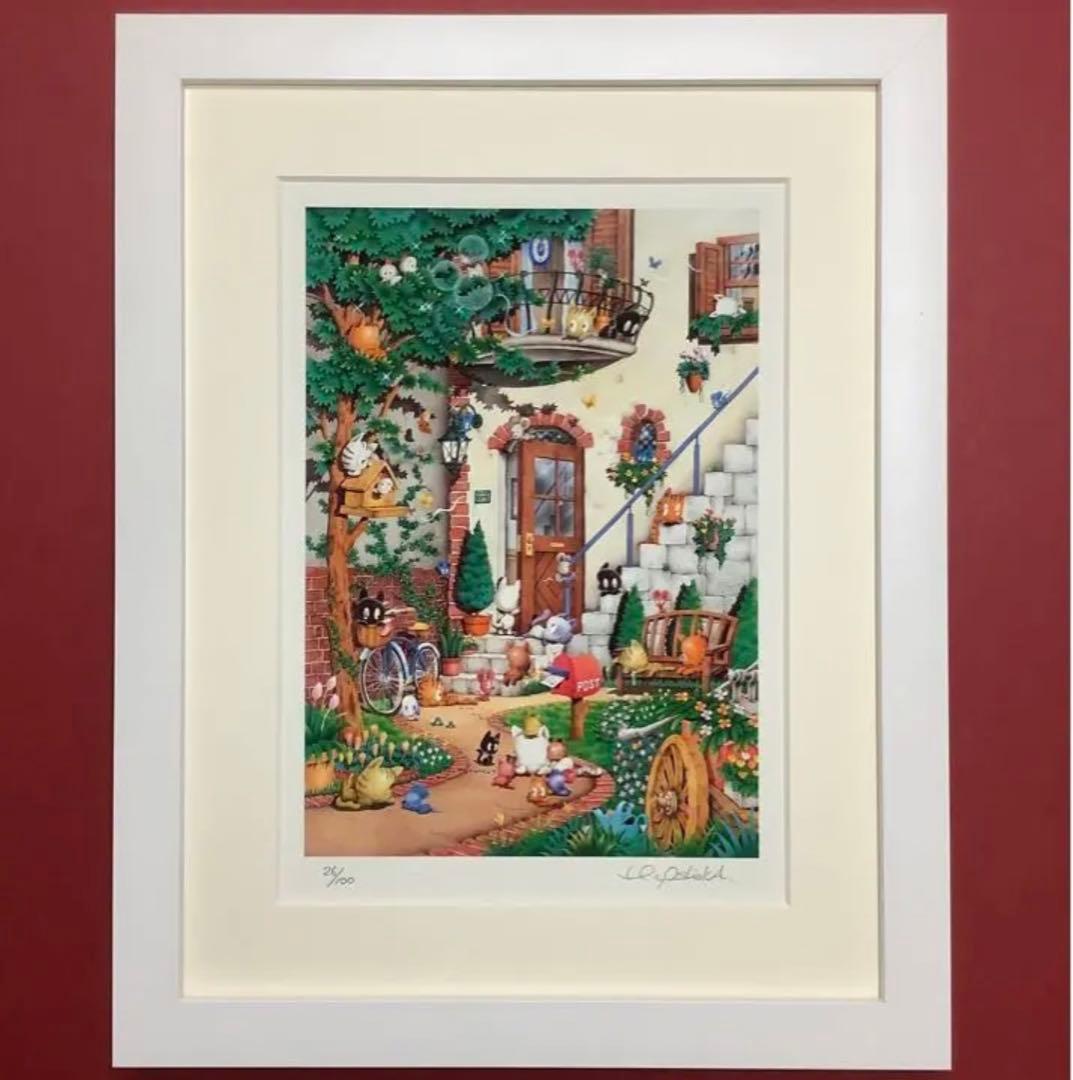 絵画・額縁・版画・芳岡 ひでき・新品未使用・スリーピングキティ・美術品・雑貨