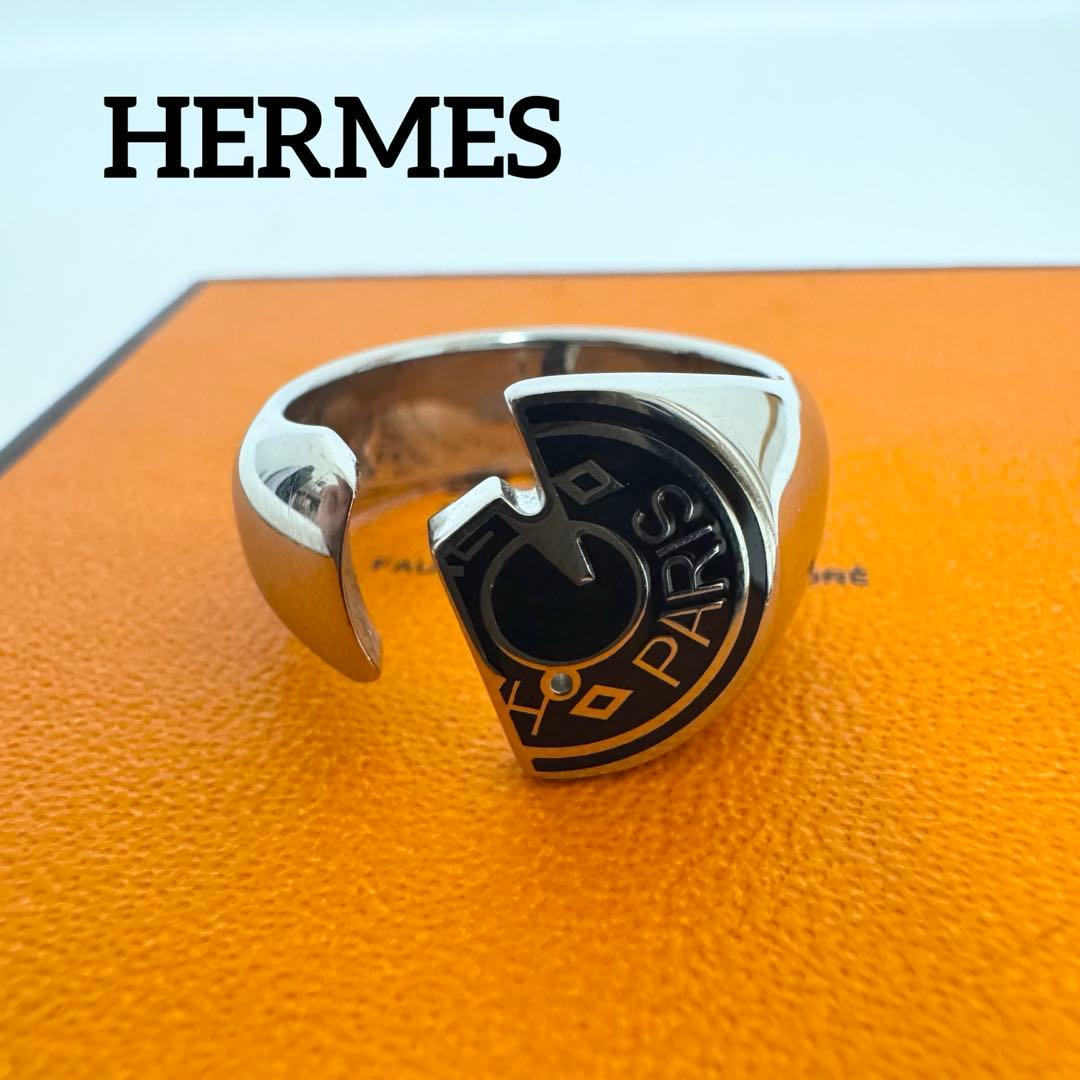 【美品】エルメス HERMES カルーゼル リング シルバー ブラック