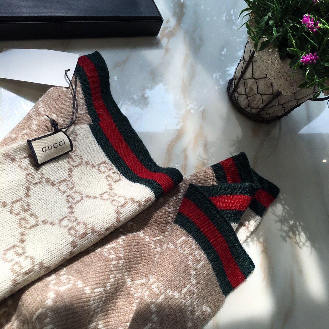 ベージュ パターン マフラー30*190cm