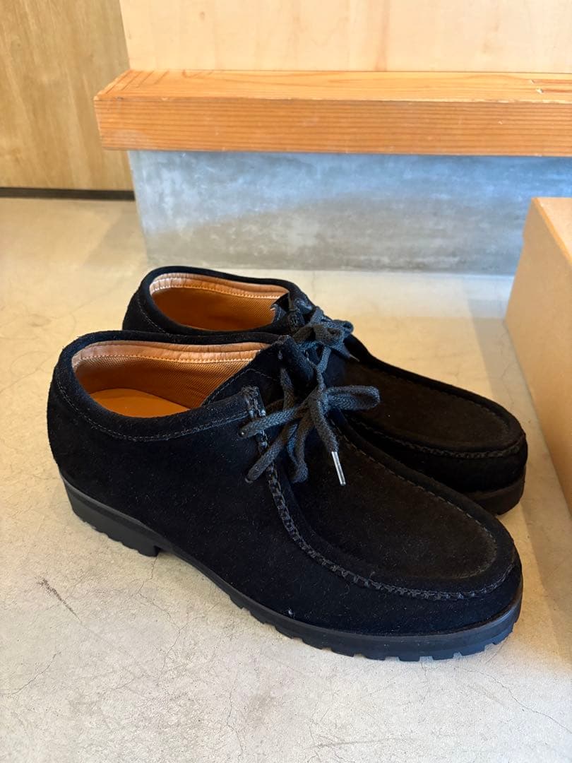 25.5-26.5cm相当shiunブラックスエードモカシンシューズ ワムウ