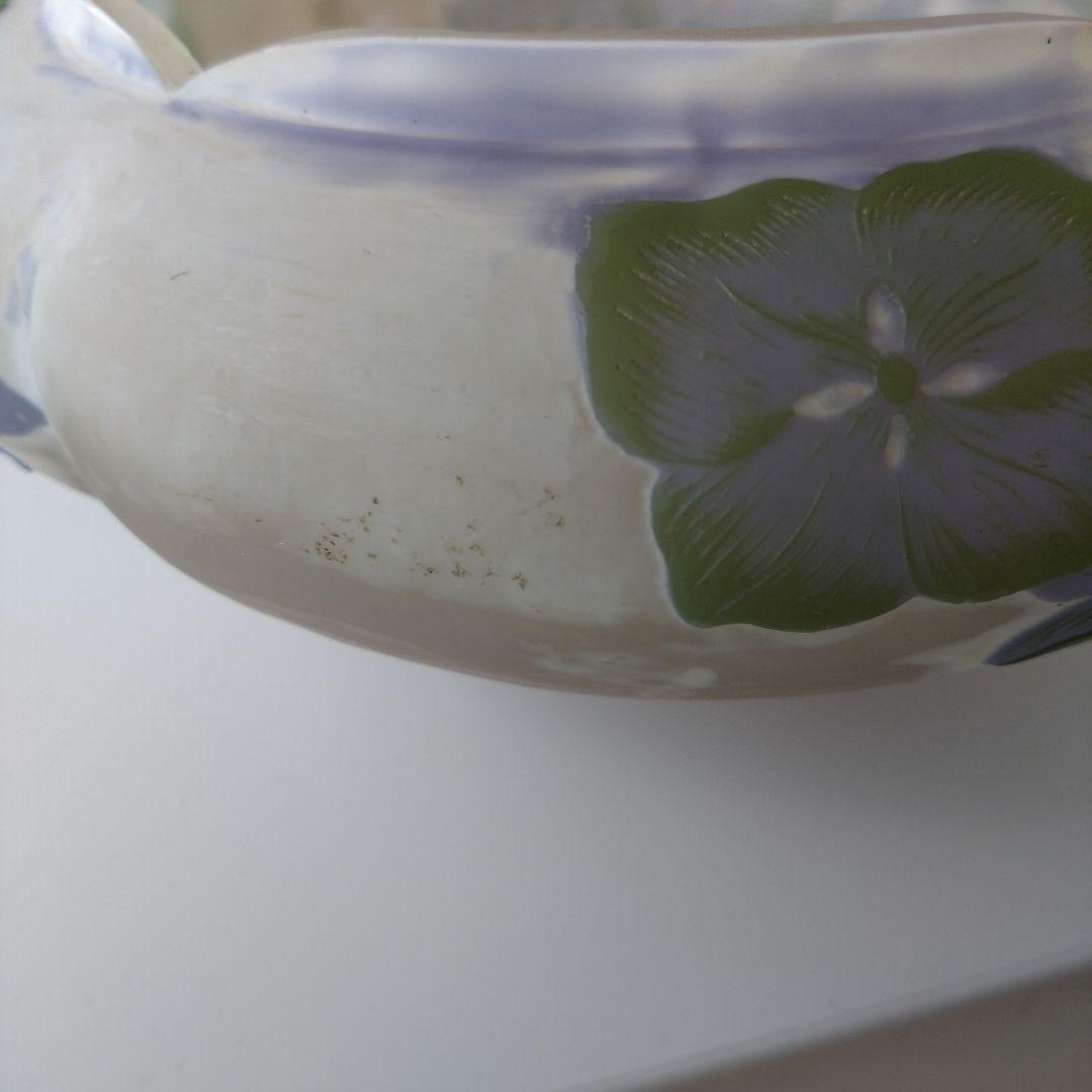 ガレ　紫陽花文平花器　エミール・ガレ　アールヌーボー　アジサイ