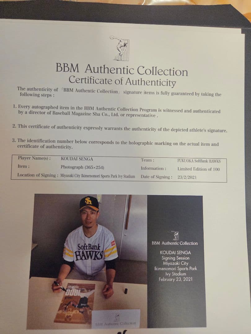 千賀滉大 選手 サインフォトパネル