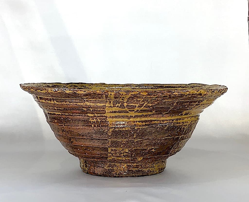 京焼・清水焼　清水六兵衛（三代）作　伊羅保　大鉢　無傷　箱無　保証。