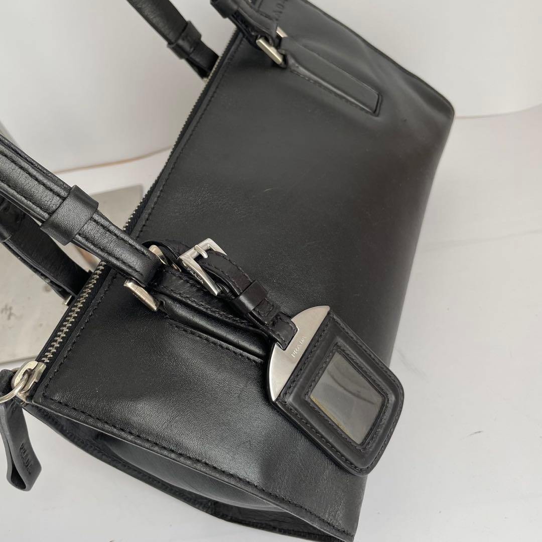 ■美品■ PRADA ハンドバッグ　ミニボストン　黒　レザー　白タグ　y2k