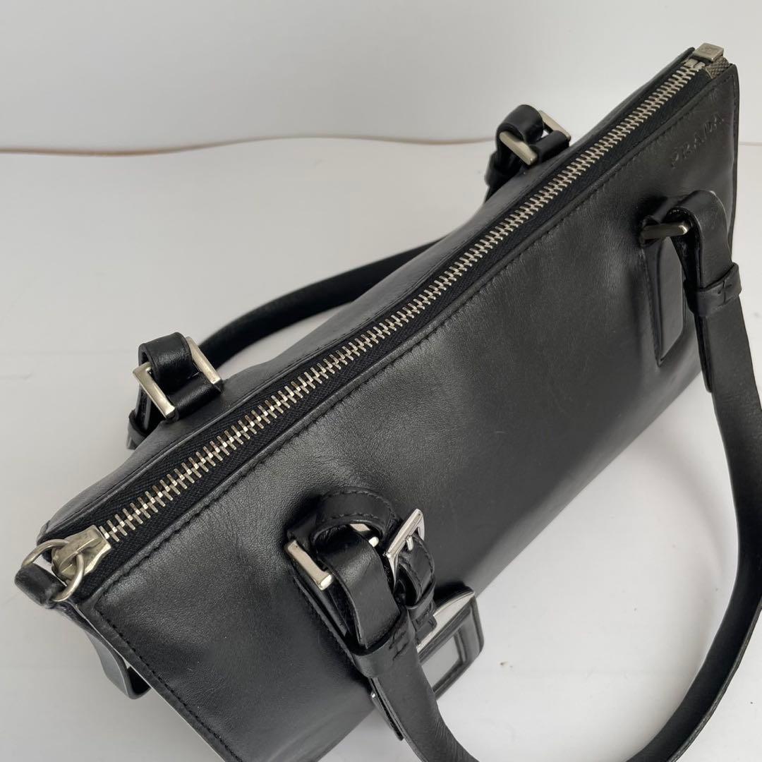 ■美品■ PRADA ハンドバッグ　ミニボストン　黒　レザー　白タグ　y2k