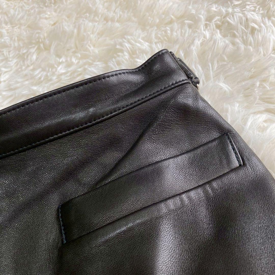 agnes b. レザースカート ブラック 34 ラムレザー オシャレ 大人