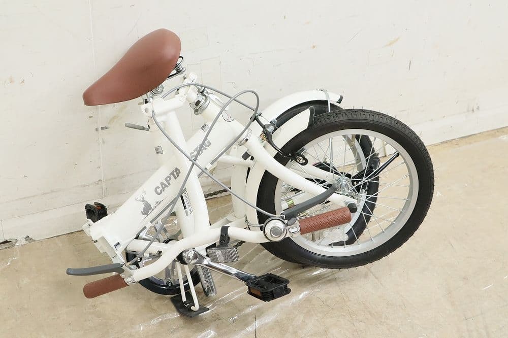 未使用保管品！CAPTAIN STAG 16インチ折り畳み自転車・ホワイト