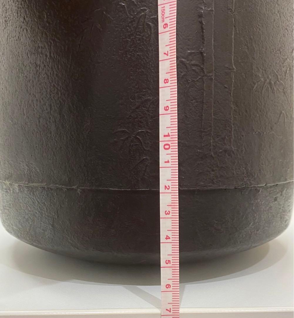 畠春斎　古鉄　銅蓋　笹竹　表面模様　風炉用　茶釜