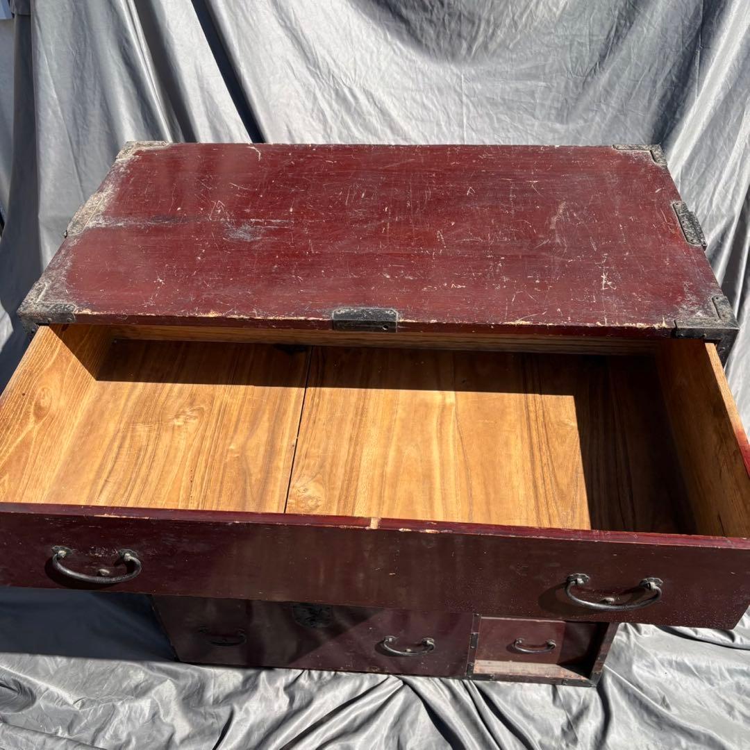 Hy129　和箪笥　引き出し　レトロ　和製アンティーク　古家具　当時物　鉄金具