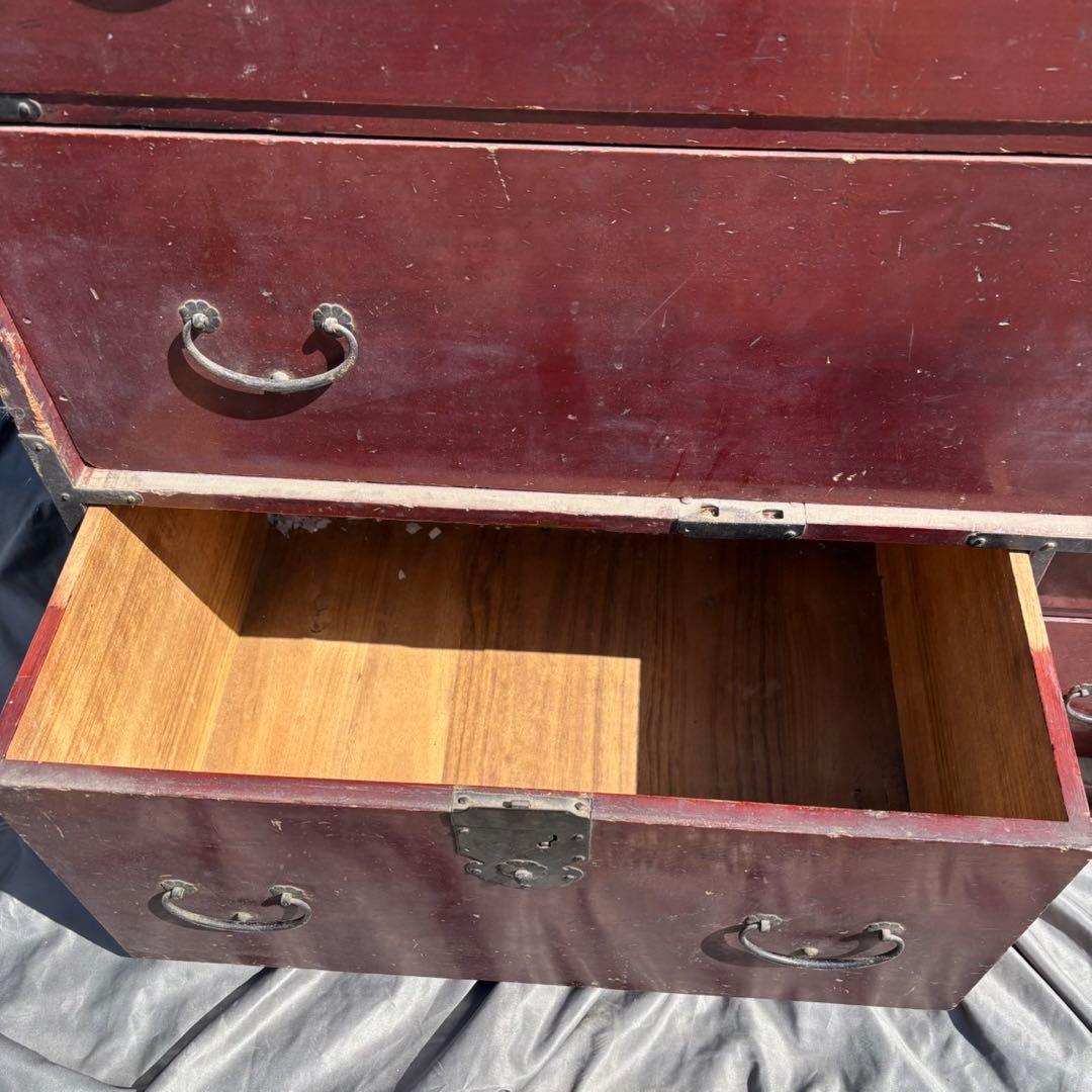 Hy129　和箪笥　引き出し　レトロ　和製アンティーク　古家具　当時物　鉄金具