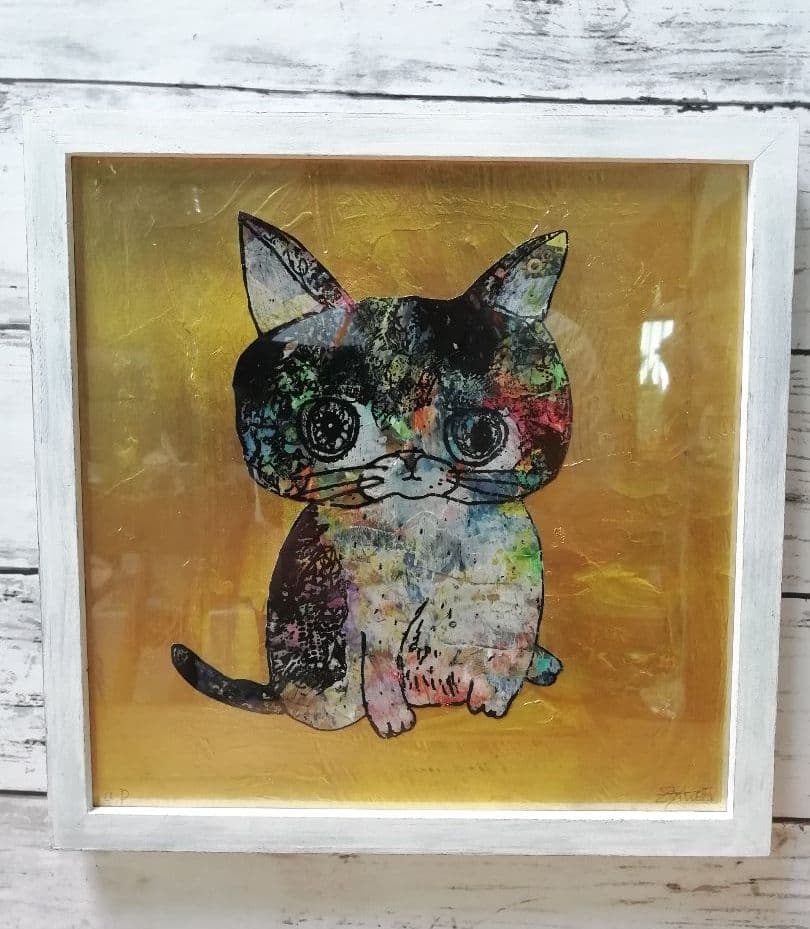 額縁変更ご確認ページ　センチメンタル猫　白額縁（ビンテージ風）