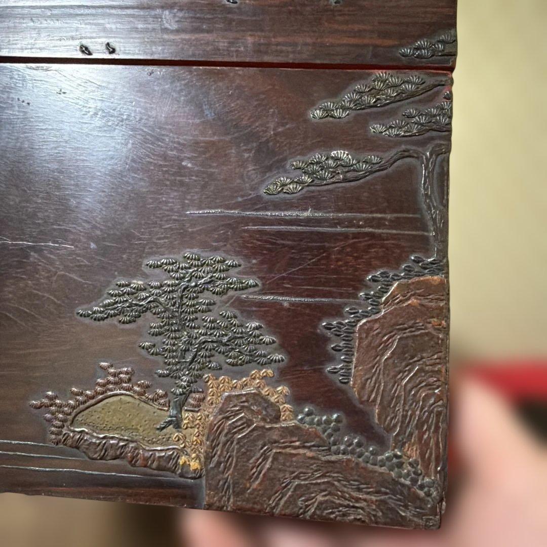 旧家蔵出し　古美術　文庫と硯箱セット