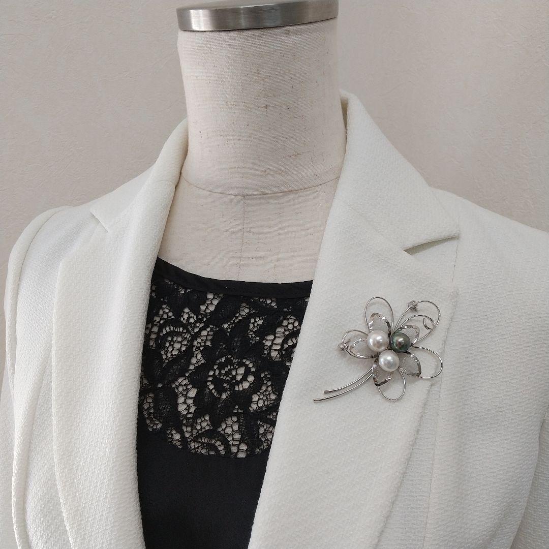 新品　真珠ブローチ　南洋白蝶真珠　黒蝶真珠　マルチカラー　コサージュ