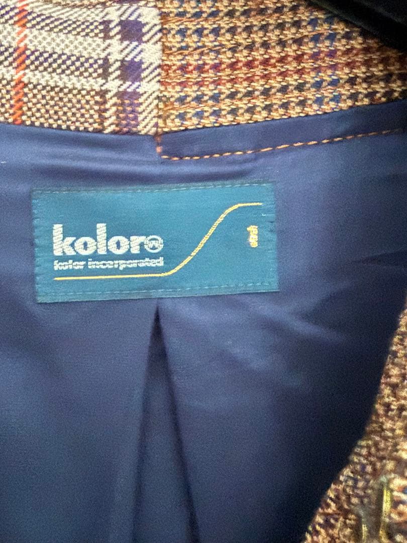 koloro チェック柄 ダブルブレストコート