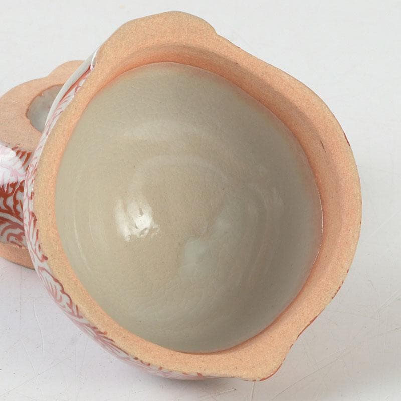 茶道具　萬古焼　加賀瑞山造　赤絵卯香合　共箱　V　9753