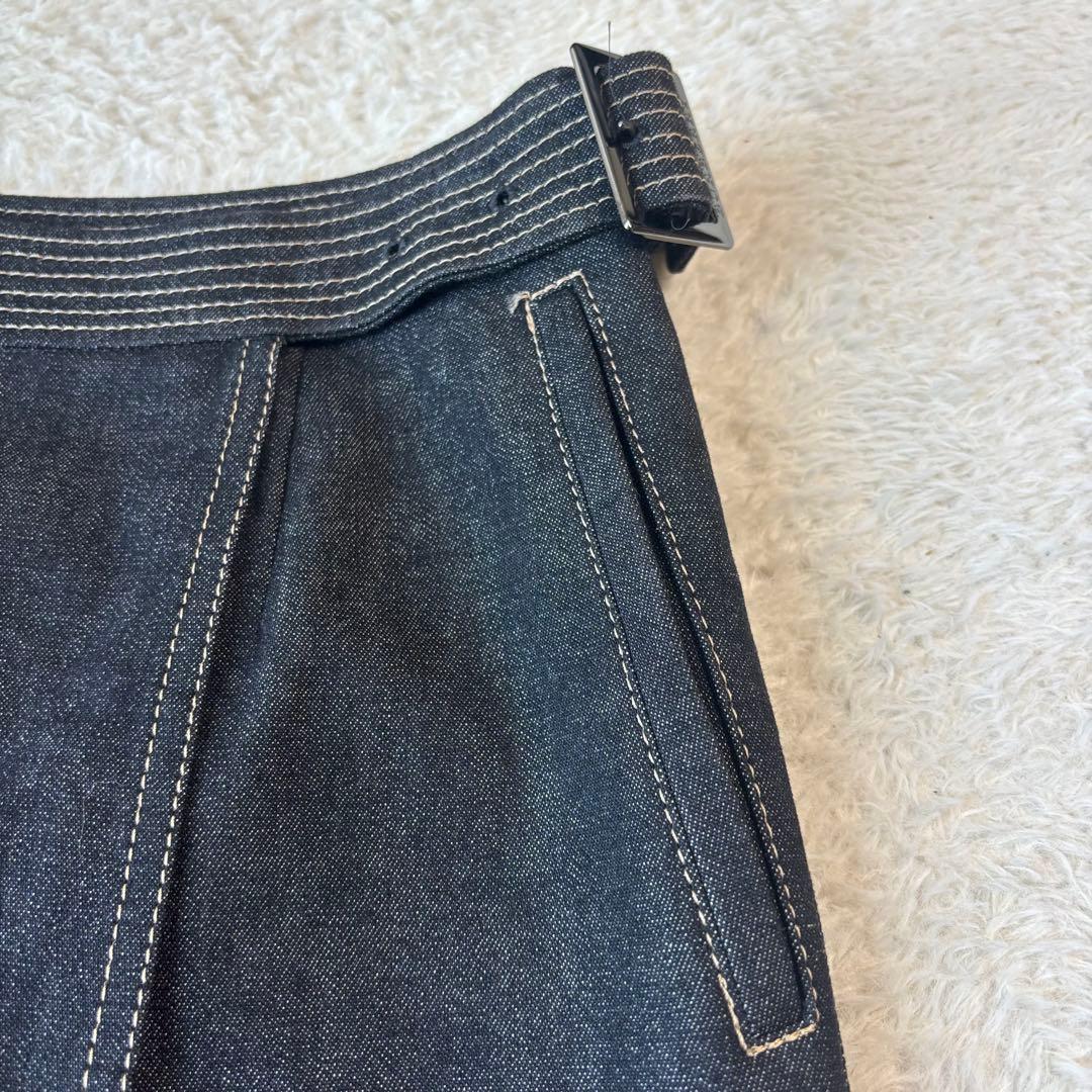 超美品 バーバリーロンドン 大きいサイズ42 ラップスカート インディゴ