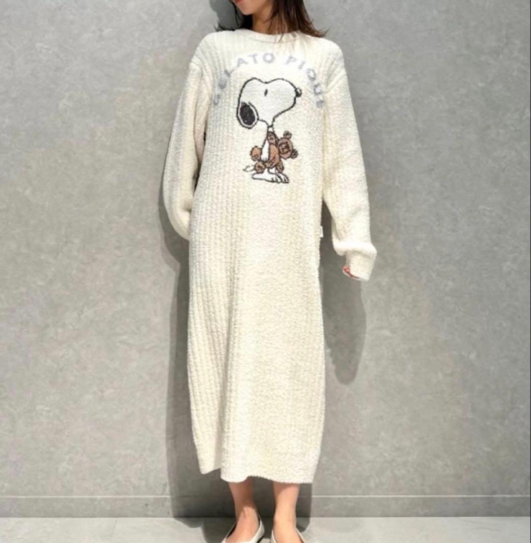 新品 ジェラートピケ SNOOPYジャガードワンピース スヌーピー ジェラピケ