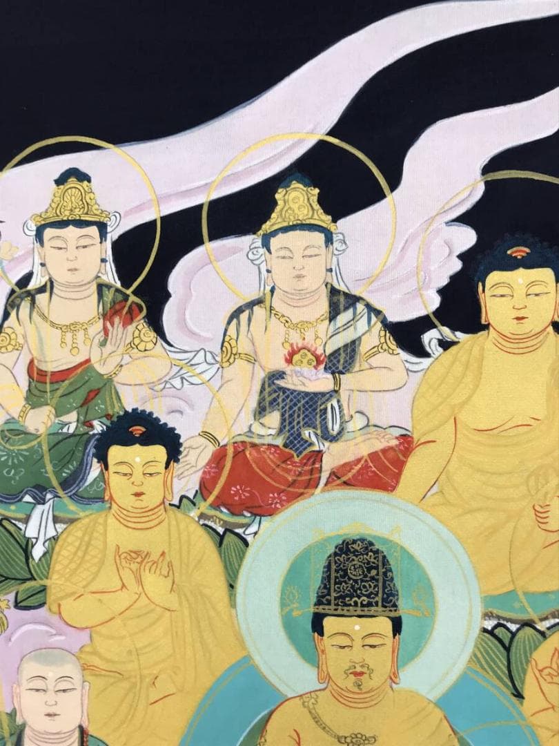 弘法大師/十三佛図/仏掛軸/極彩色/肉筆/掛軸/名家伝来AH-571