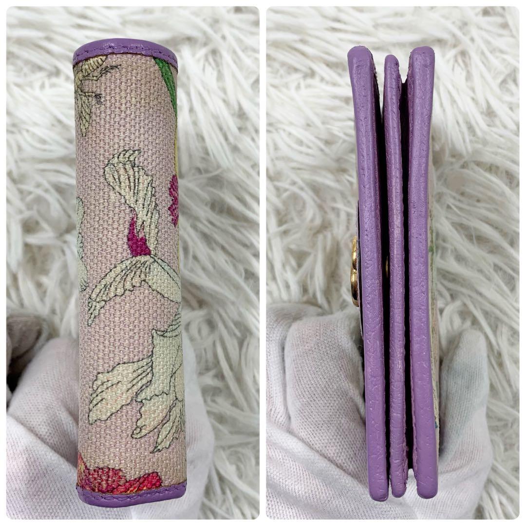 【✨美品✨】グッチ 二つ折り財布 GGマーモント フローラ パープル 日本限定