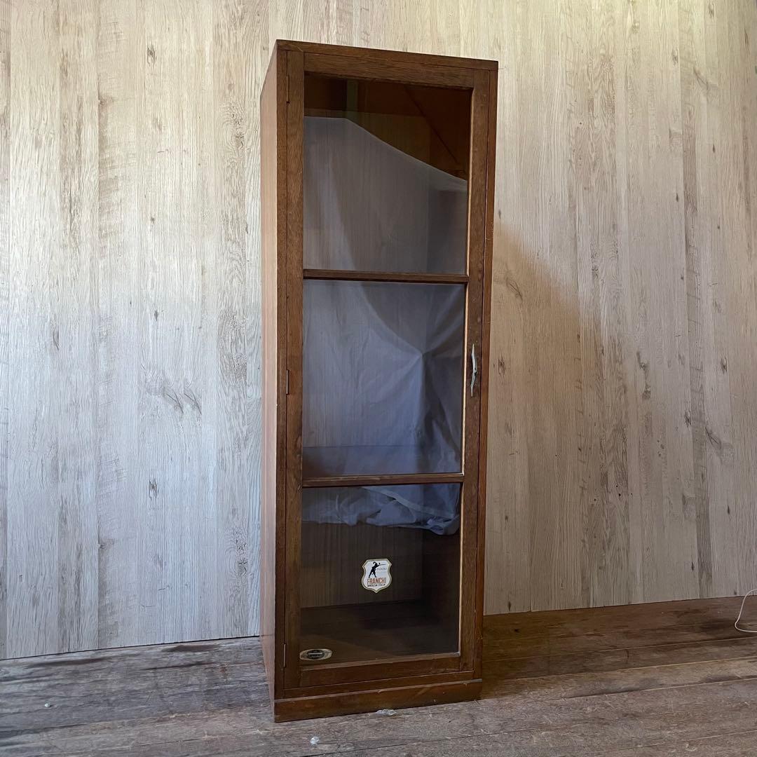 3段ガラス棚 ヴィンテージ家具 古家具 アンティーク キャビネット ガラスケース