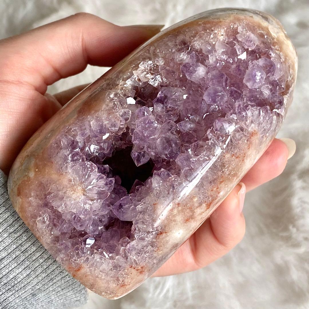 【 天然石 ピンクアメジスト アメジスト ドゥルージー ドーム 紫水晶 】