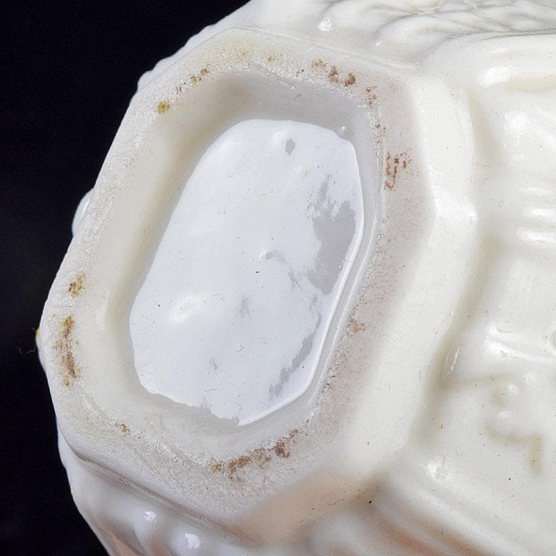 中国　徳化窯白磁　花刻　八角煎茶碗　六客　箱付　M　9027E