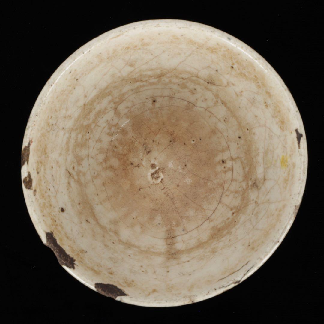 中国古玩 明末〜清初 鉄絵銅彩 五経図人物文茶碗 箱付 儒教経書 茶器 茶道具