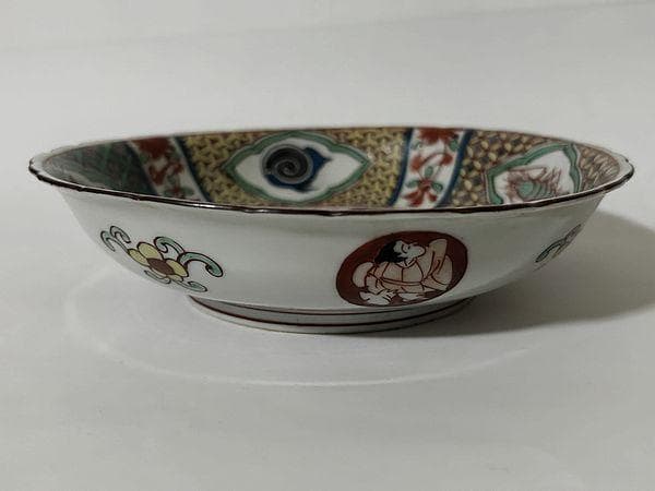 大聖寺伊万里　五彩色絵花鳥図　深皿　径19,5cm