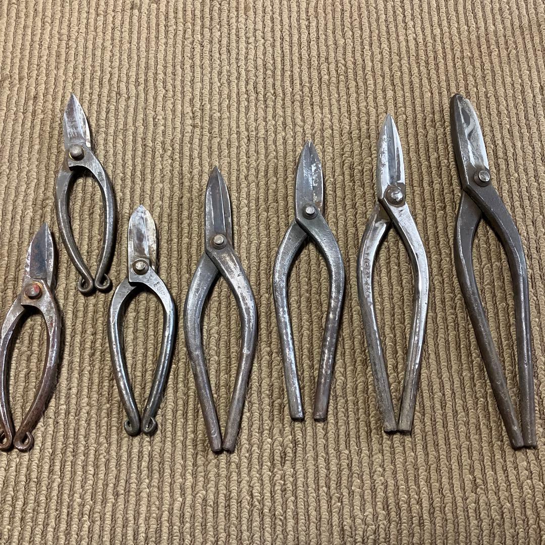 板金鋏　金切鋏　ハサミ　君萬歳　豊光　威光　元成請合　泉作　兼進　レトロ　７本