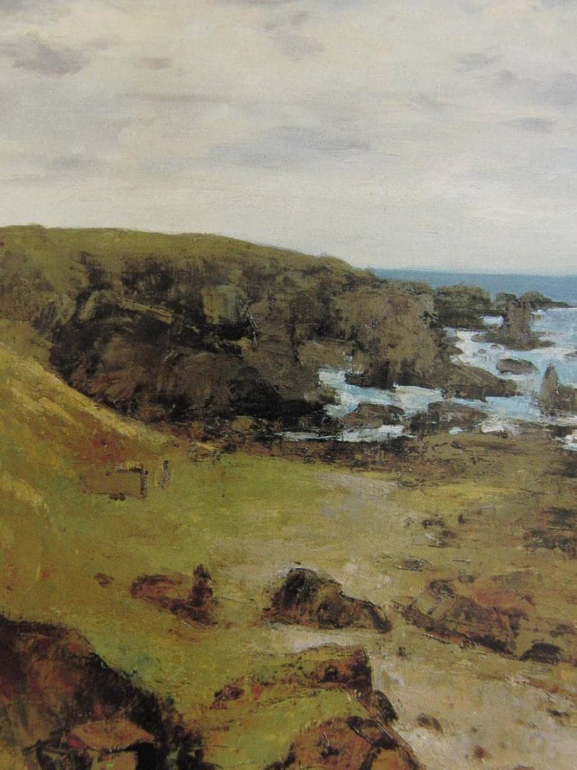 刑部人、【入道崎　男鹿半島】、希少な額装用画集より、美品、日本人画家