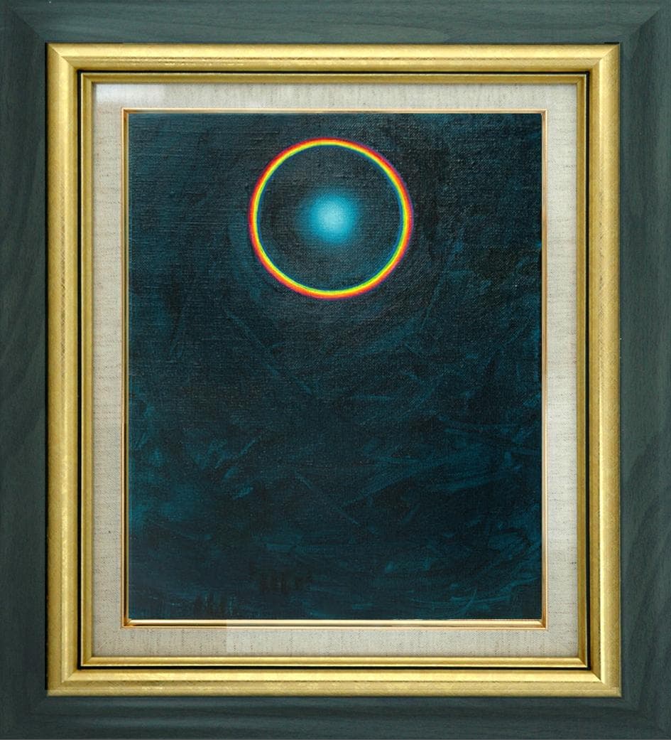 油絵 菅家令子 絵 絵画インテリア額付(黒) F3-GB62023 風景祈り希望