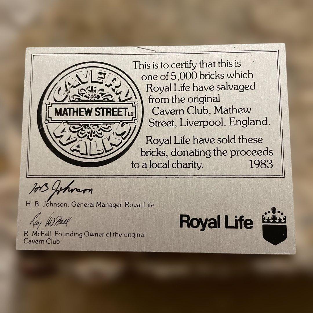 【希少・証明書付】TheBeatles キャバーンクラブのレンガ　ビートルズ