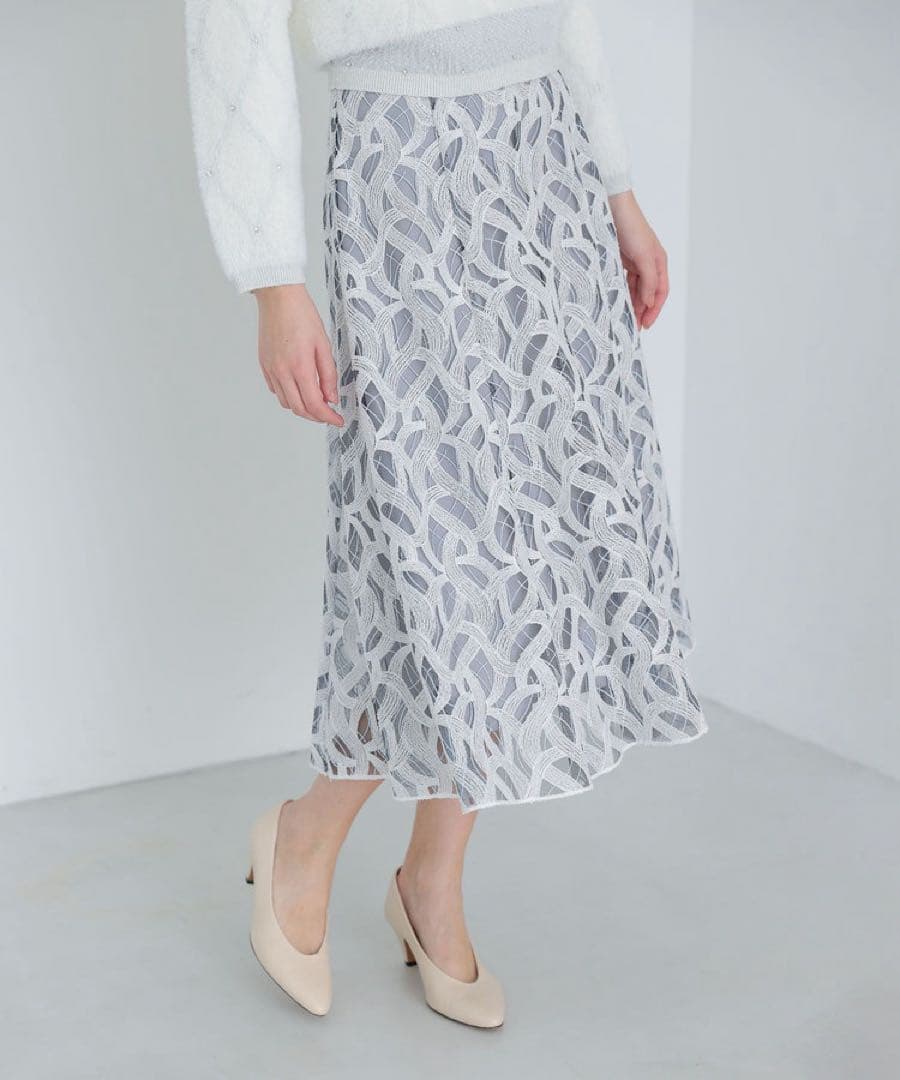 M 新品 ANAYI カスカータチュール切り替えフレア スカート