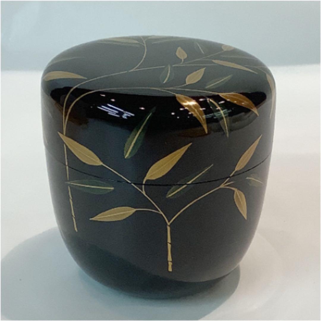 【茶道具】池瑞秀斎作 大棗 華甲記念 而妙斎好写若竹蒔絵