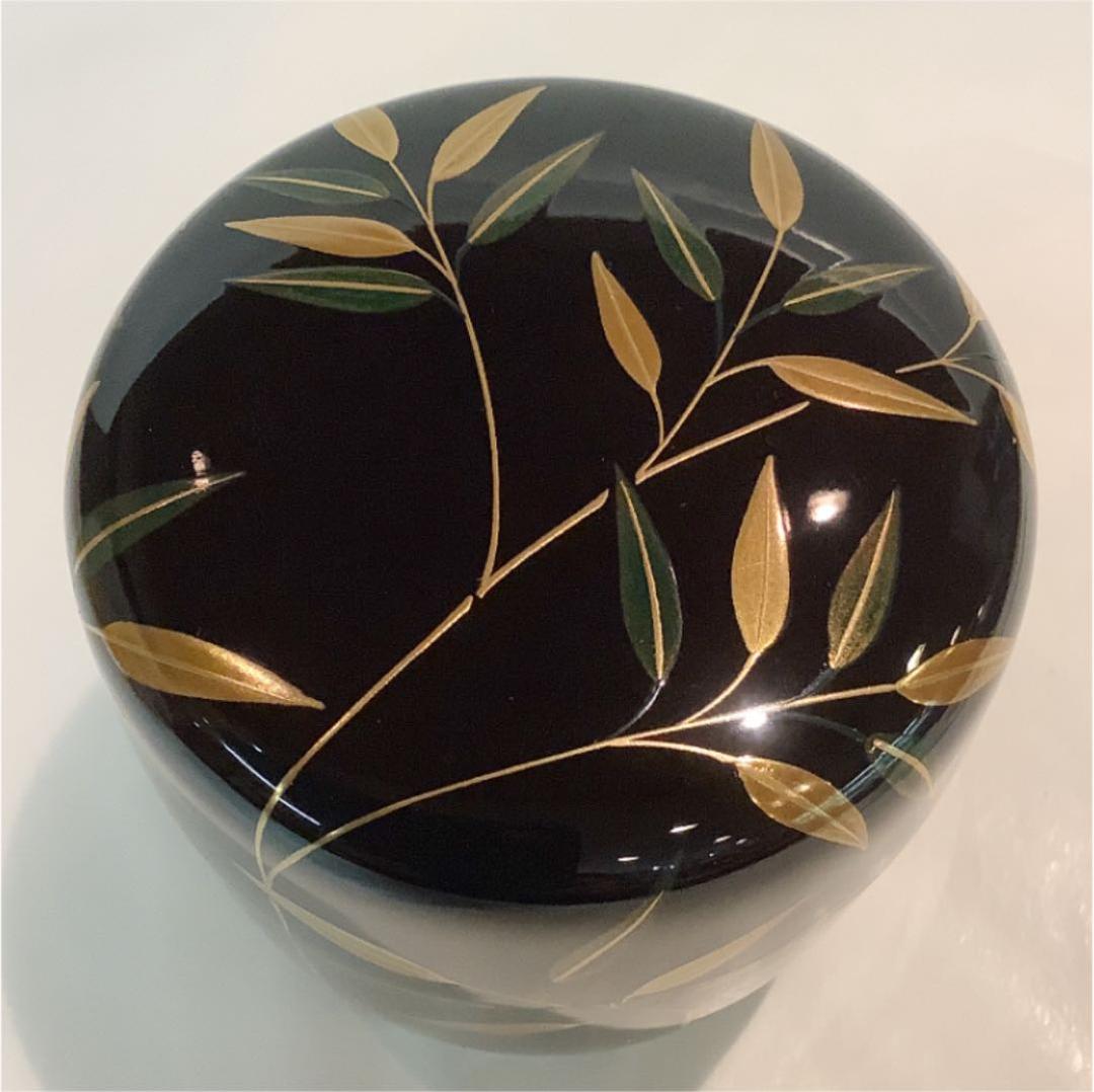 【茶道具】池瑞秀斎作 大棗 華甲記念 而妙斎好写若竹蒔絵