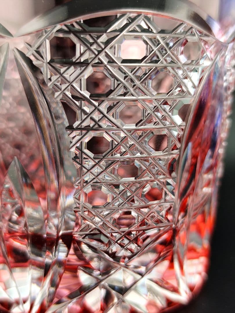 未使用美品☆江戸切子 木村秋男 ペアロックグラス（切子、江戸切子、薩摩切子）