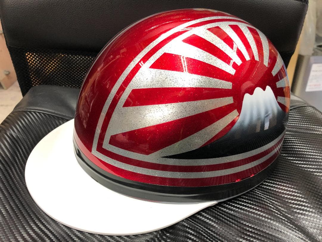 コルク半　カスタム　富士日章　三つボタン　キャンディレッド　ラメ　高級クリヤ