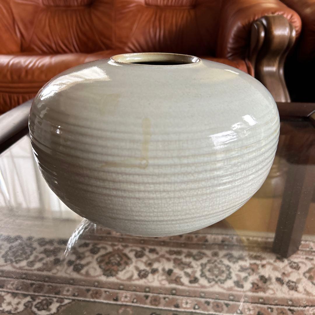 未使用【日展国宝作家 市川廣三名作白釉大花瓶 共箱 】貴重素晴らしいコレクション