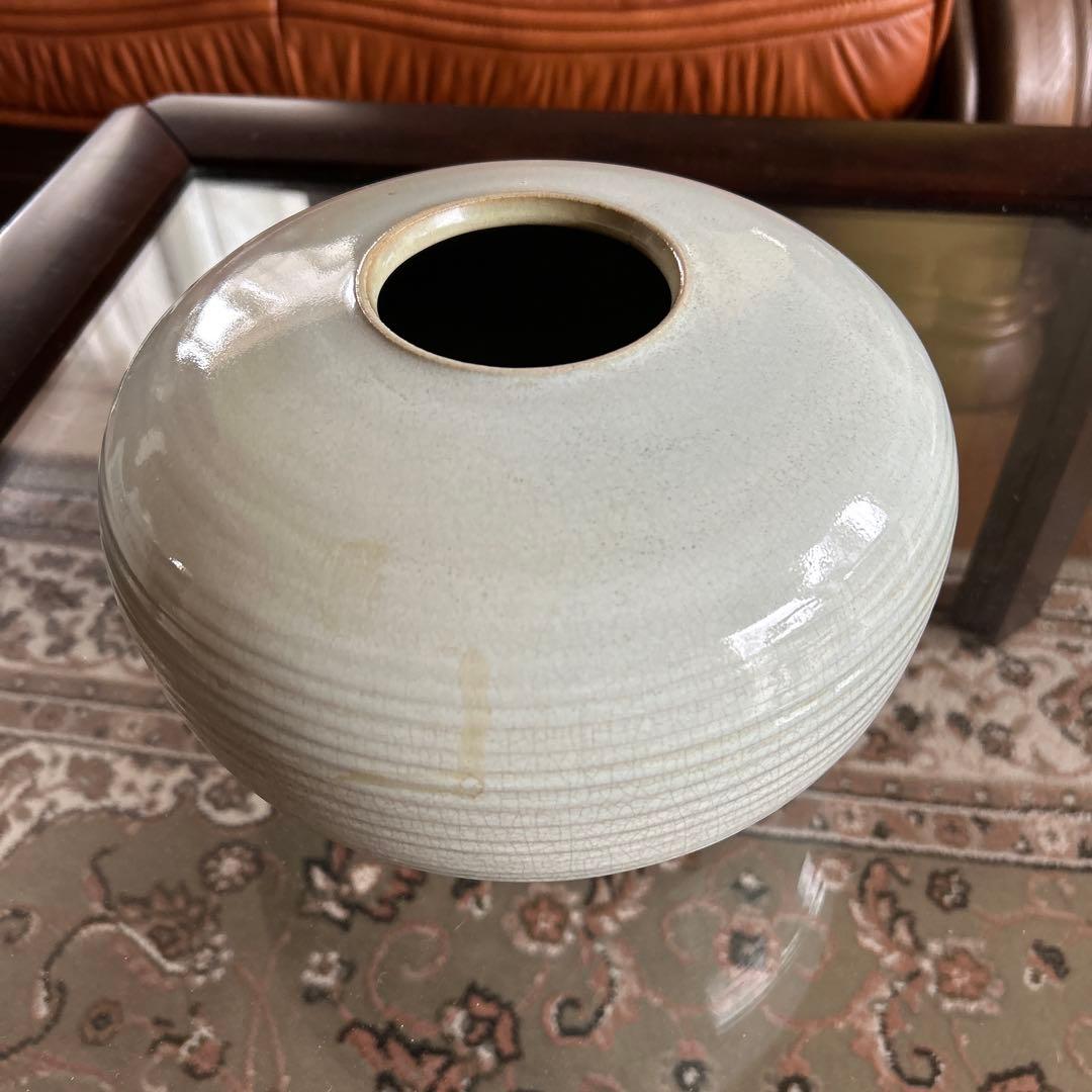 未使用【日展国宝作家 市川廣三名作白釉大花瓶 共箱 】貴重素晴らしいコレクション