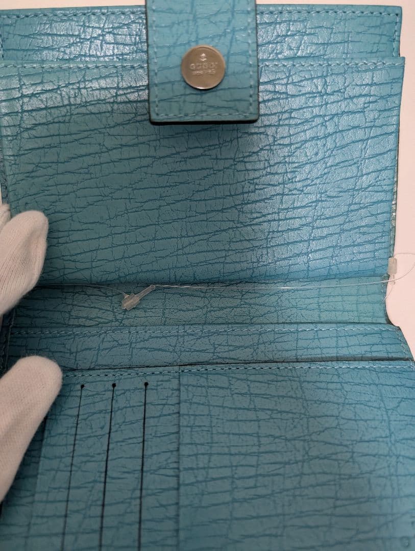 【未使用品】グッチ GUCCI GGパターン 二つ折り財布 水色