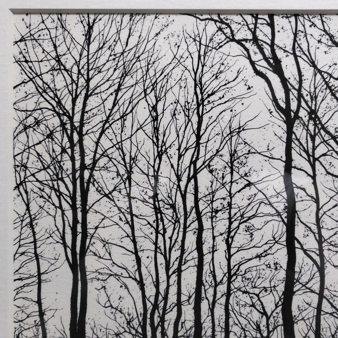 シルクスクリーン 富岡惣一郎 早春 しらかば林 限定50部 日本経済新聞社発行