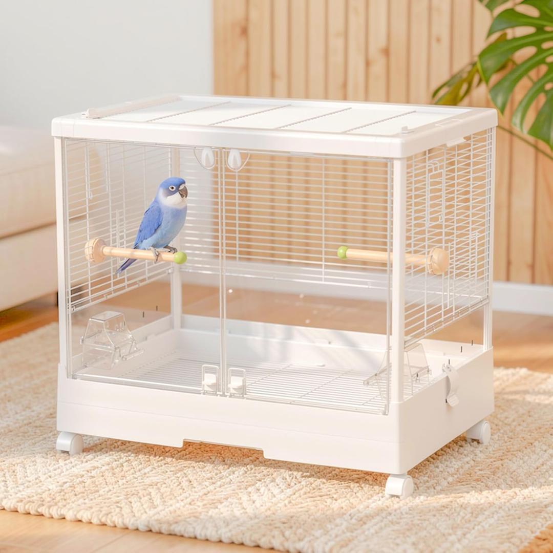 鳥かご 大型 バードケージ 【21cm高い囲い 餌飛び散り防止】