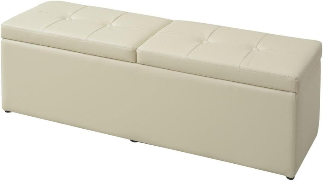 山善 スツール 収納ベンチ 幅120 アイボリー FBS-120(IV)P