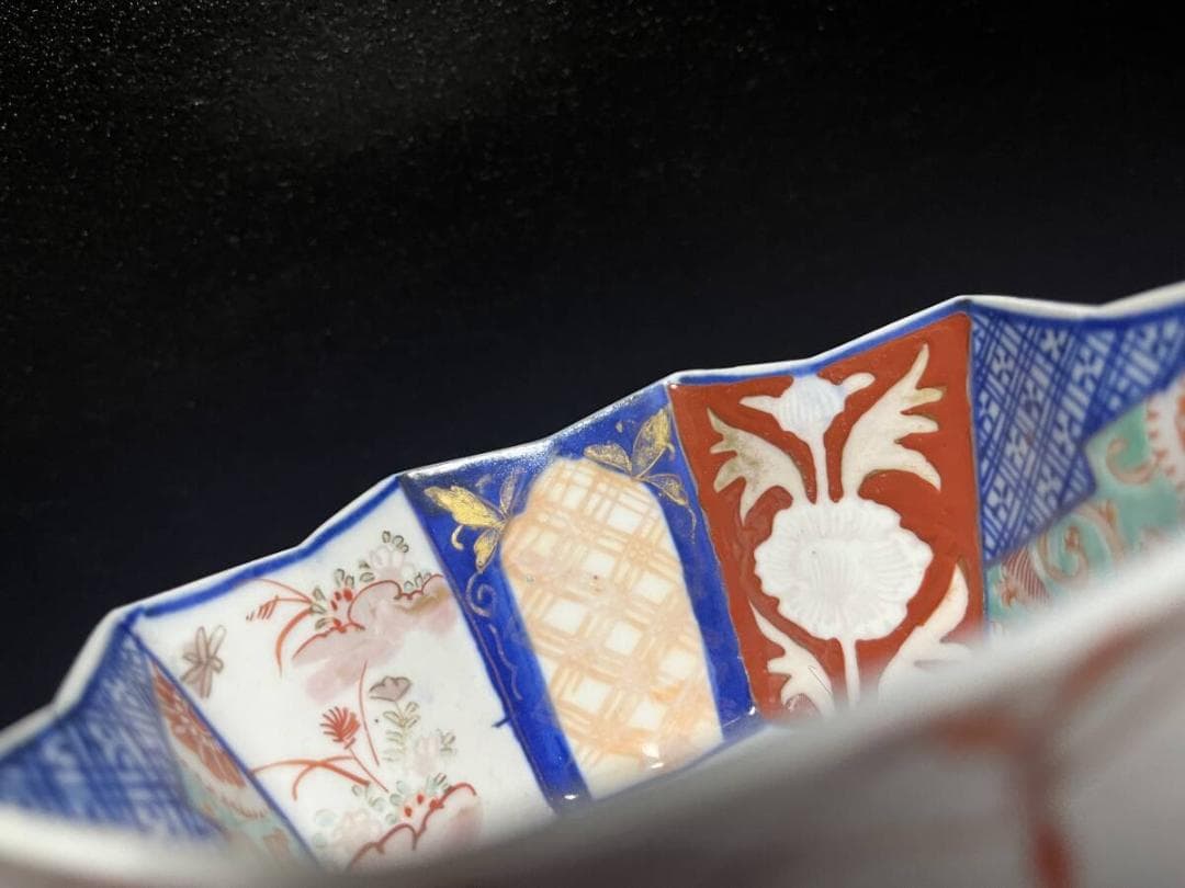 古伊万里　色絵　金彩　八角鉢　中鉢　深皿　盛皿　５客