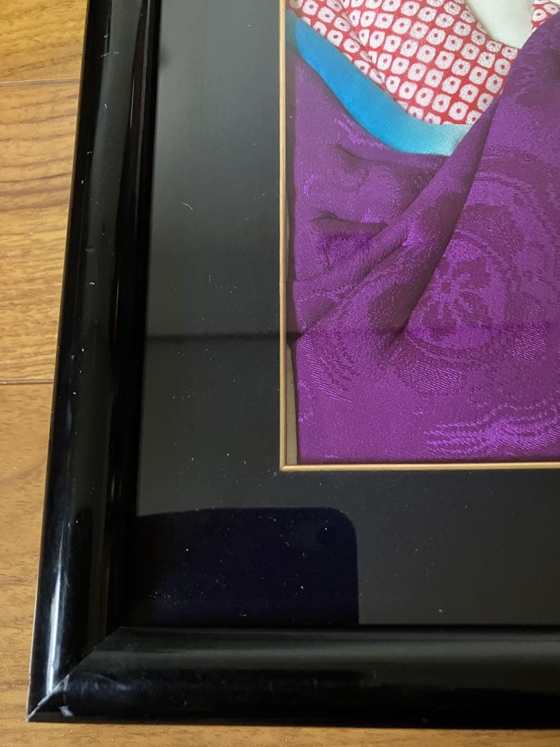 【日本の伝統工芸品 】押絵 立体美人画 額装（紫の着物）芸妓 和風飾り