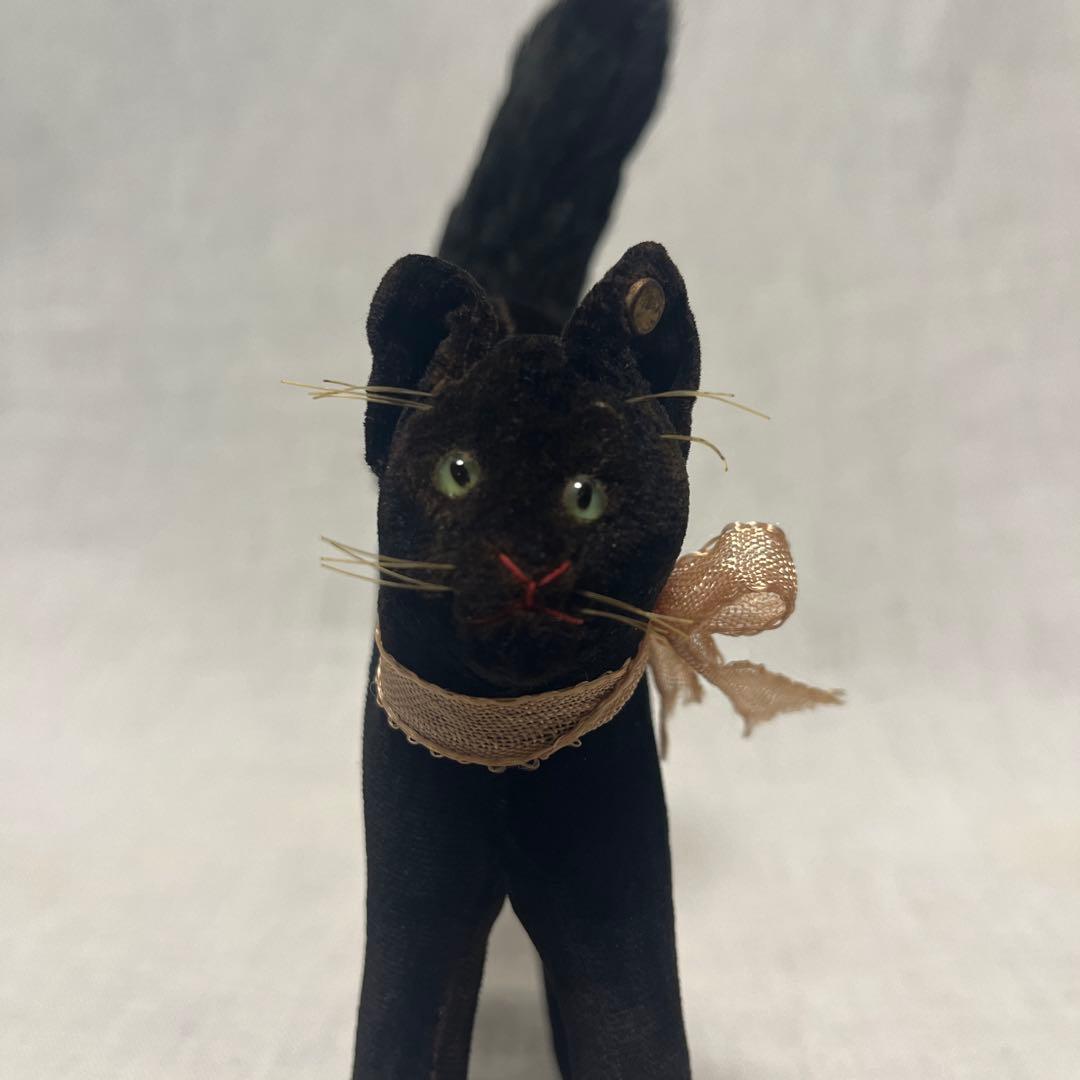 アンティーク　シュタイフ　黒ねこ　ドイツ