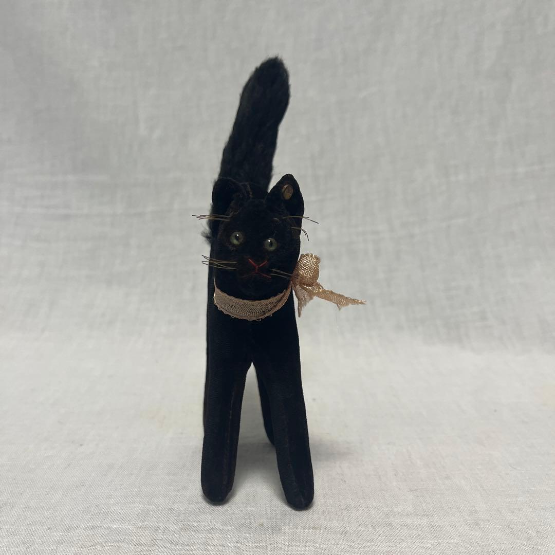アンティーク　シュタイフ　黒ねこ　ドイツ