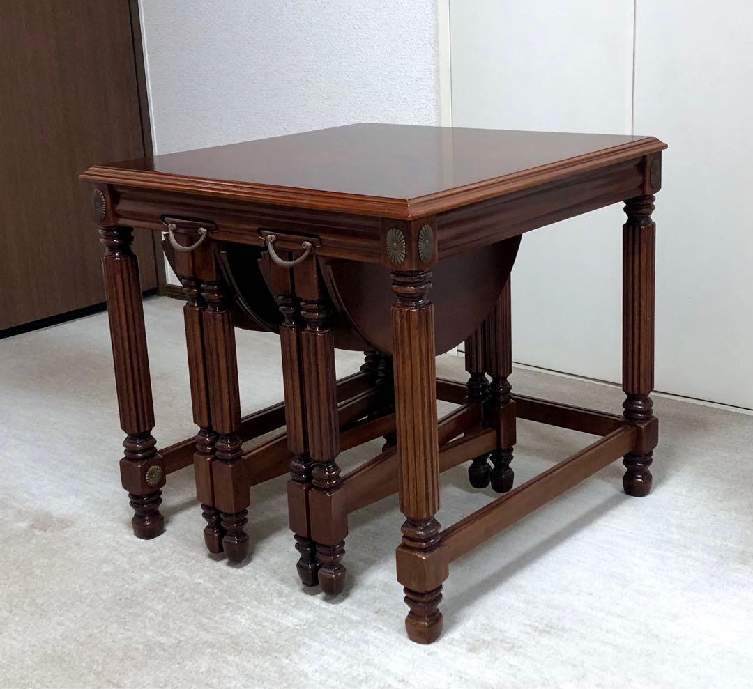 ネストテーブル　サイドテーブル　ドロップリーフ バタフライ　バラスターレッグ