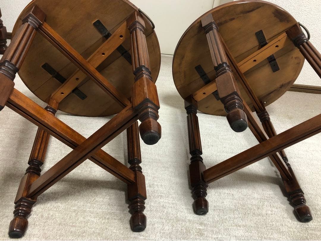 ネストテーブル　サイドテーブル　ドロップリーフ バタフライ　バラスターレッグ