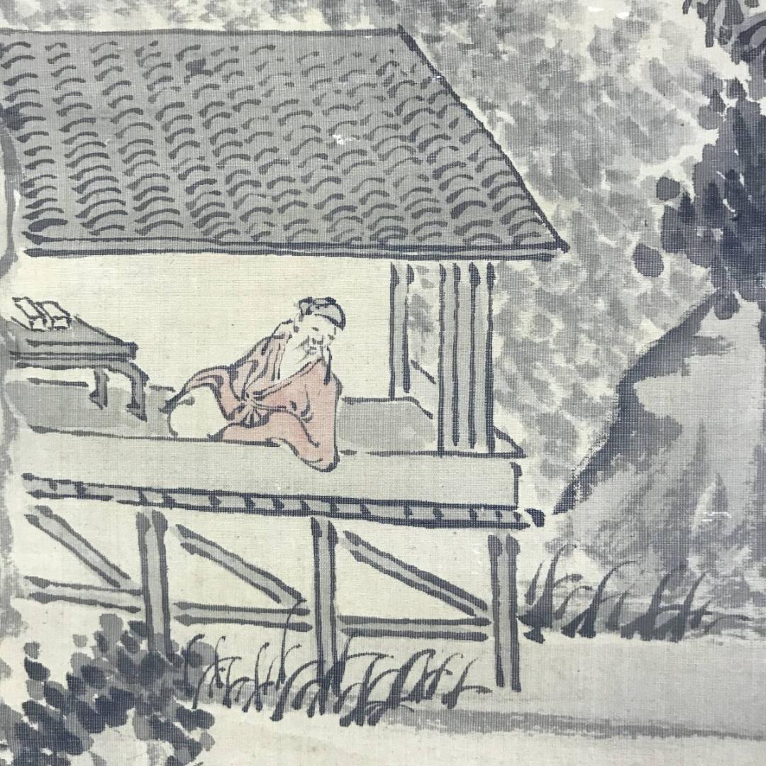 真作/日根対山/山水人物図/山水図/掛軸/名家伝来/AE-53